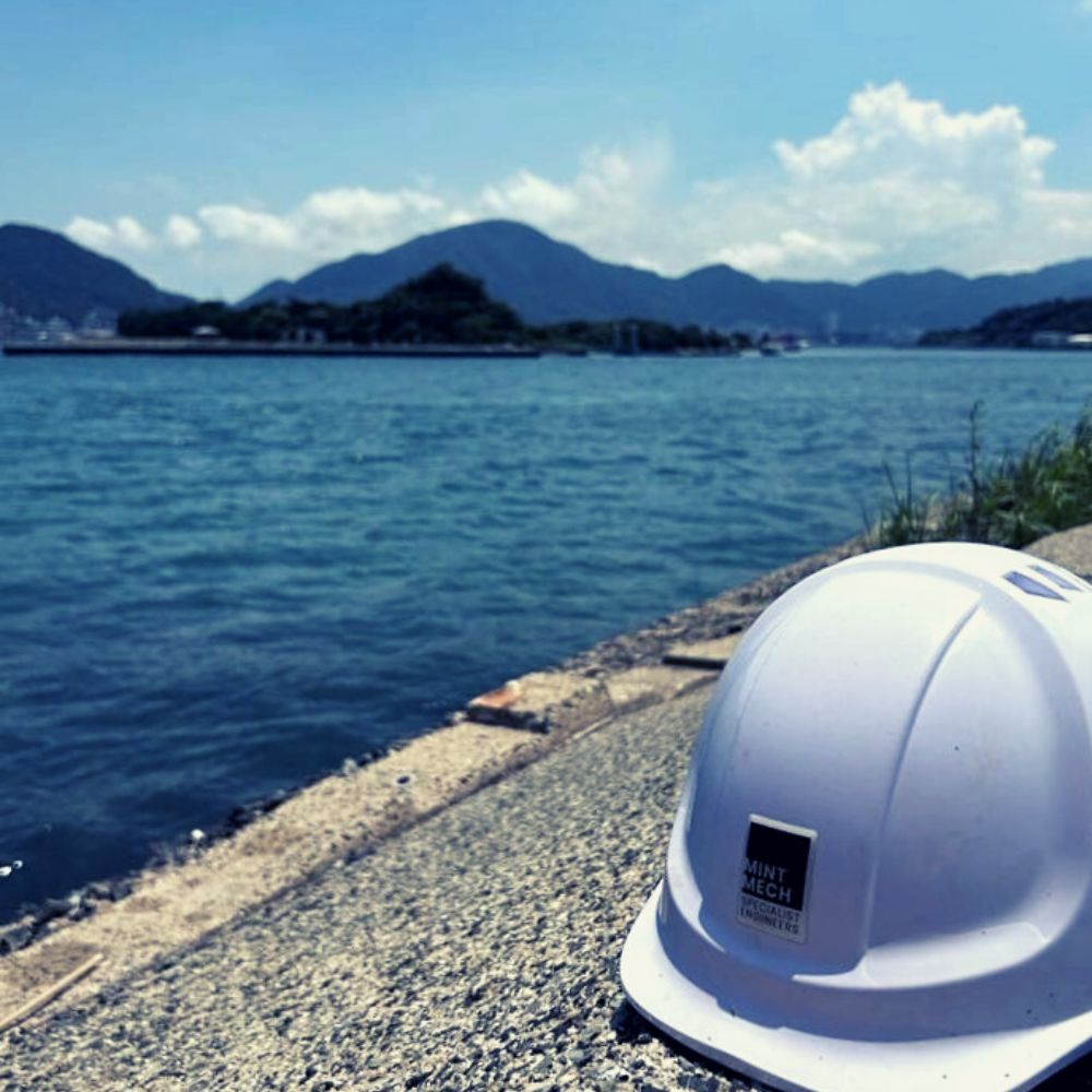 MintMech helmet close to project site in Shimonoseki, Japan