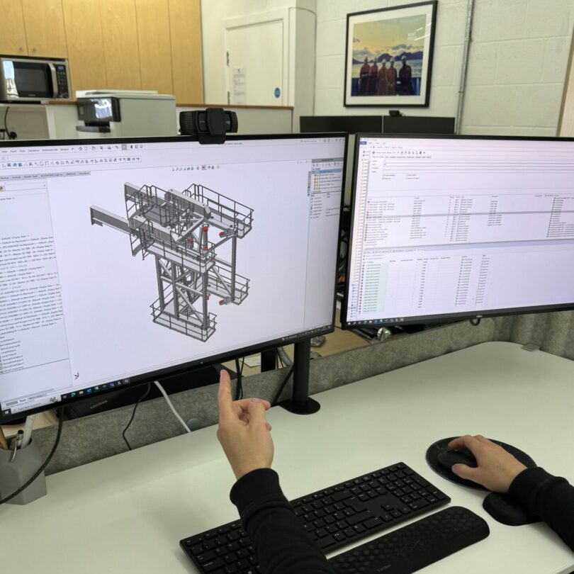 Computer screen showing CAD design of the pile gate for project Rissa